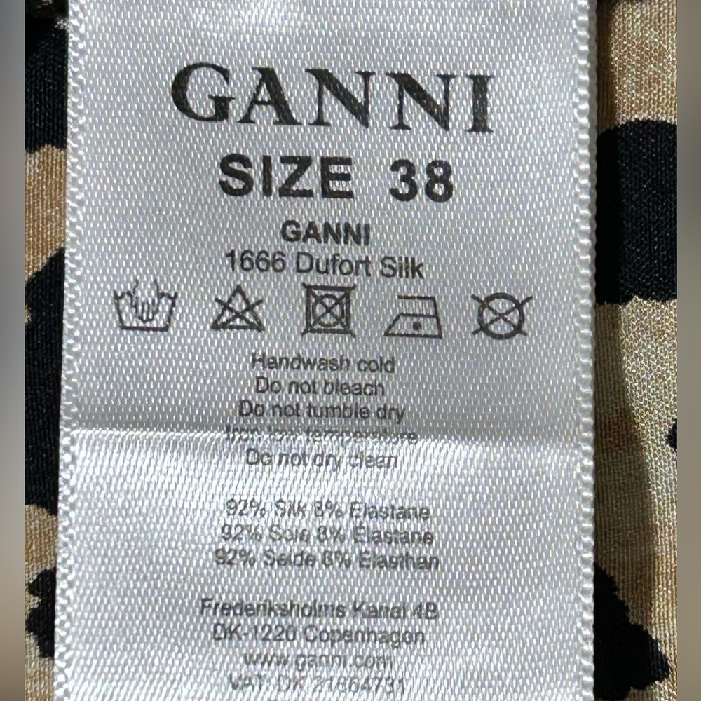 Ganni Silk Wrap Dress Leopard Print Long Sleeve Mob Wife Luxury Sz 38 = US 6 - Picture 9 of 14